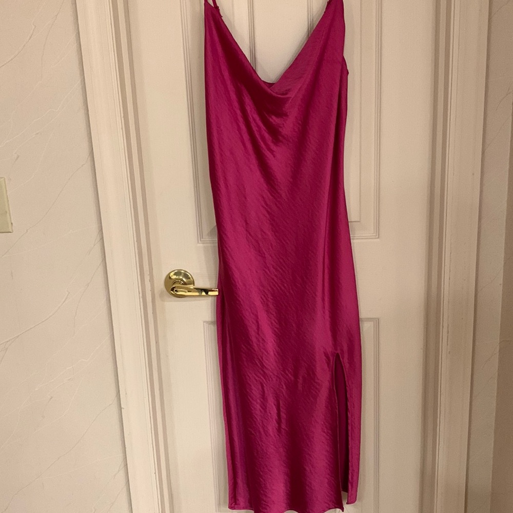 Satin Fuchsia party dress